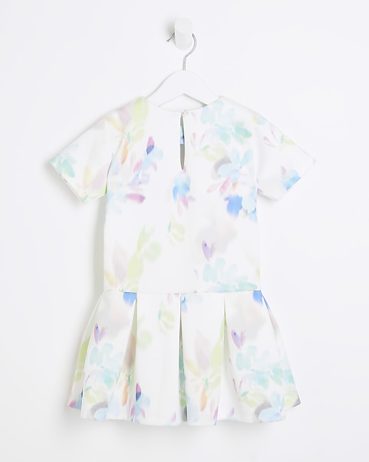 Mini Girls Multi Colour Scuba Floral Dress