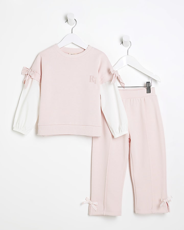 Mini Girls Pink Long Sleeve Sweatshirt Set