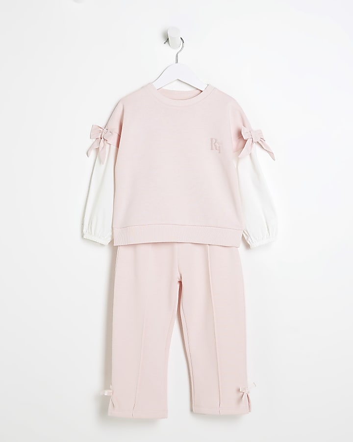 Mini Girls Pink Long Sleeve Sweatshirt Set