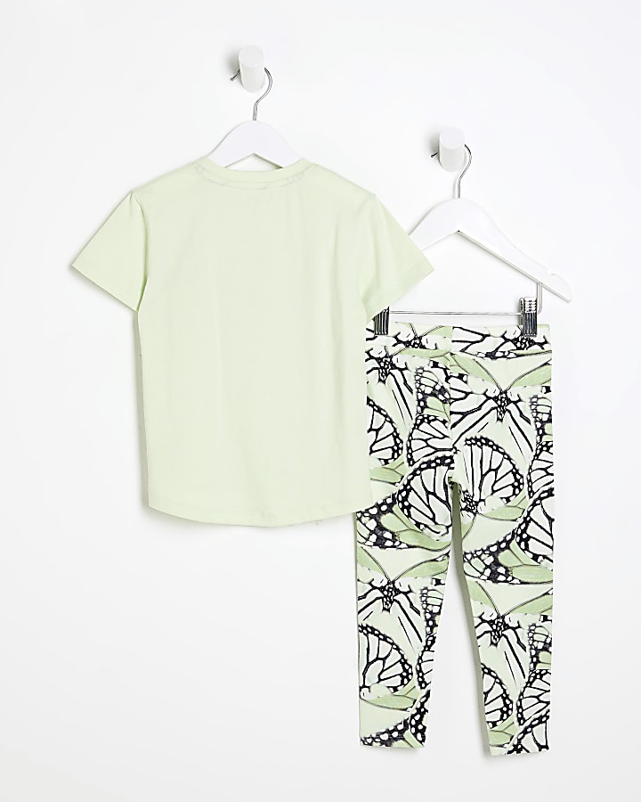 Mini Girls Green Butterfly Top & Leggings Set