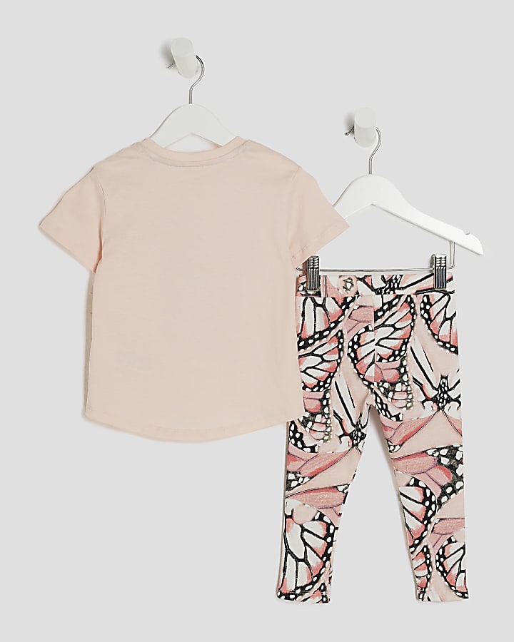 Mini Girls Pink Butterfly Top & Leggings Set