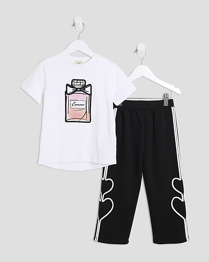 Mini Girls White Perfume Tracksuit Set