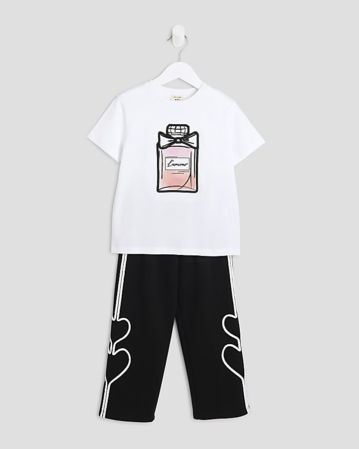 Mini Girls White Perfume Tracksuit Set