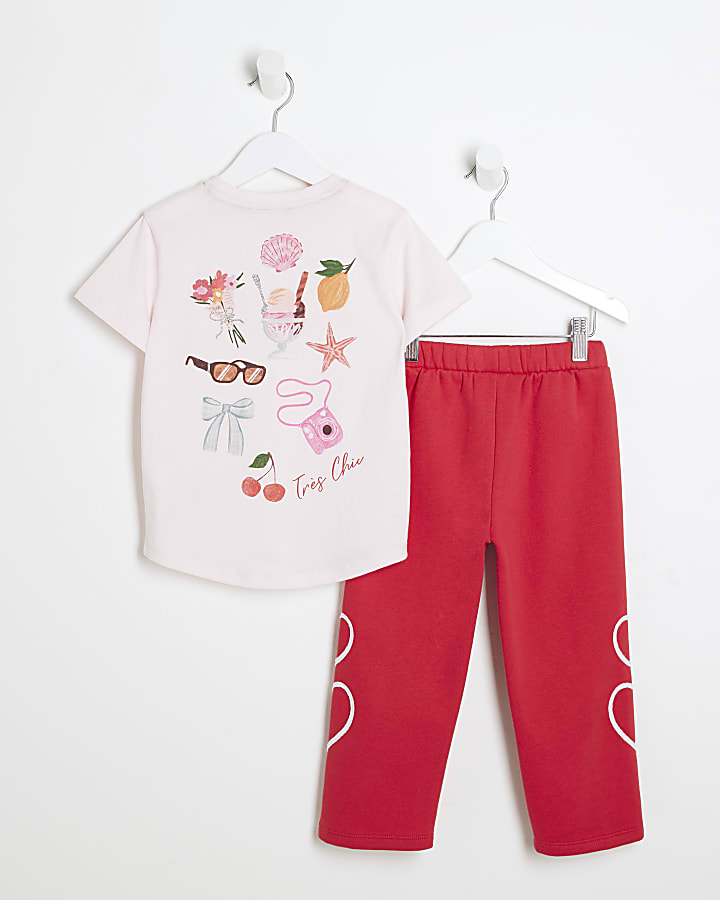 Mini Girls Pink & Red Cherry Tracksuit Set