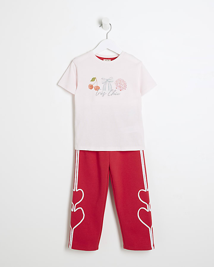 Mini Girls Pink & Red Cherry Tracksuit Set