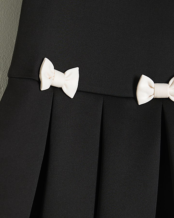 Mini Girls Black Scuba Bow Dress