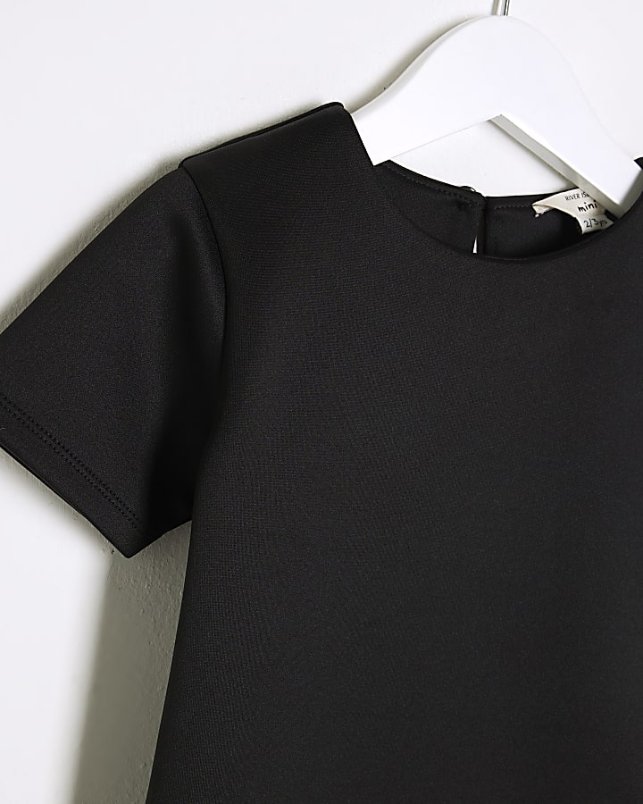 Mini Girls Black Scuba Bow Dress