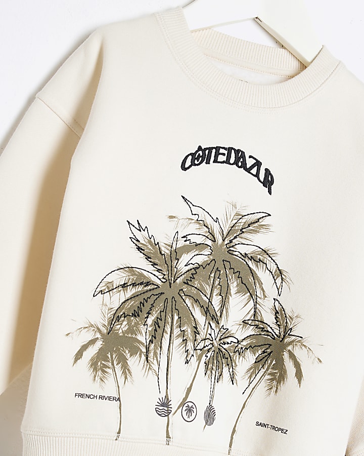 Mini Boys Cream Cotedazur Sweatshirt Set