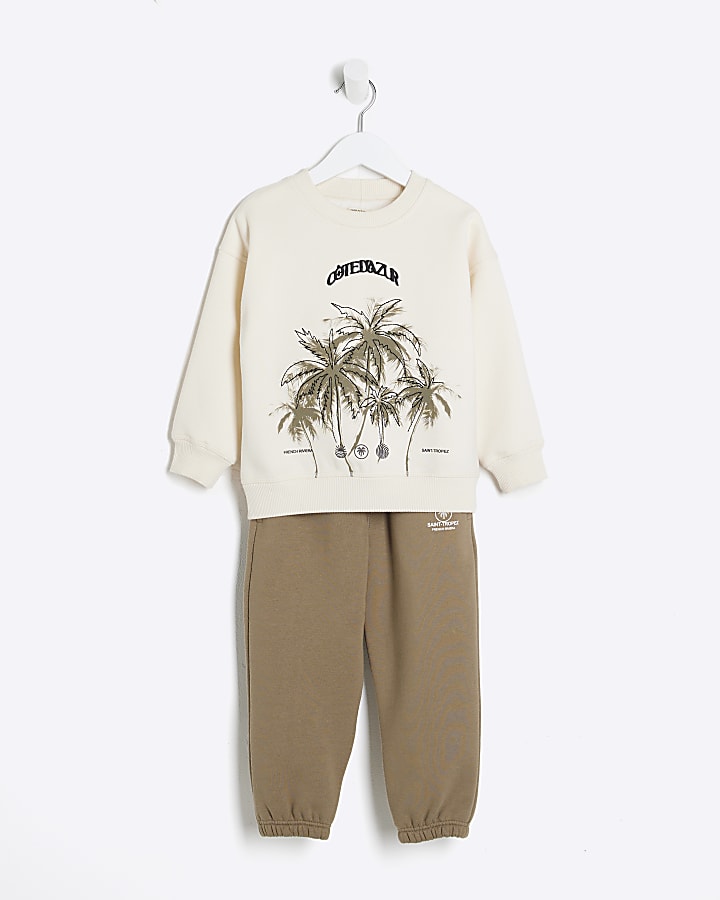 Mini Boys Cream Cotedazur Sweatshirt Set