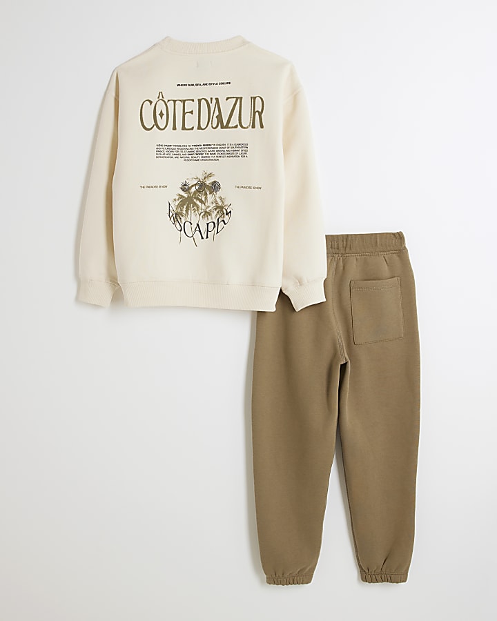 Boys Cream Cote D'Azur Sweatshirt Set