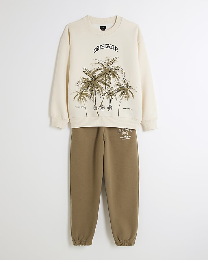 Boys Cream Cote D'Azur Sweatshirt Set