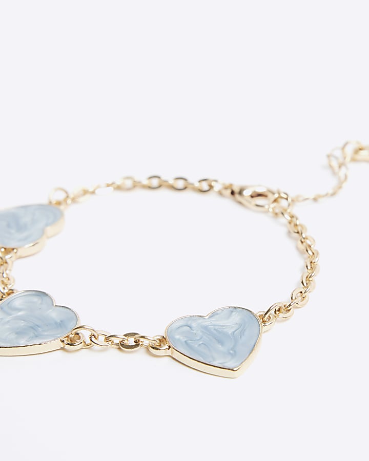 Blue Gold Heart Bracelet