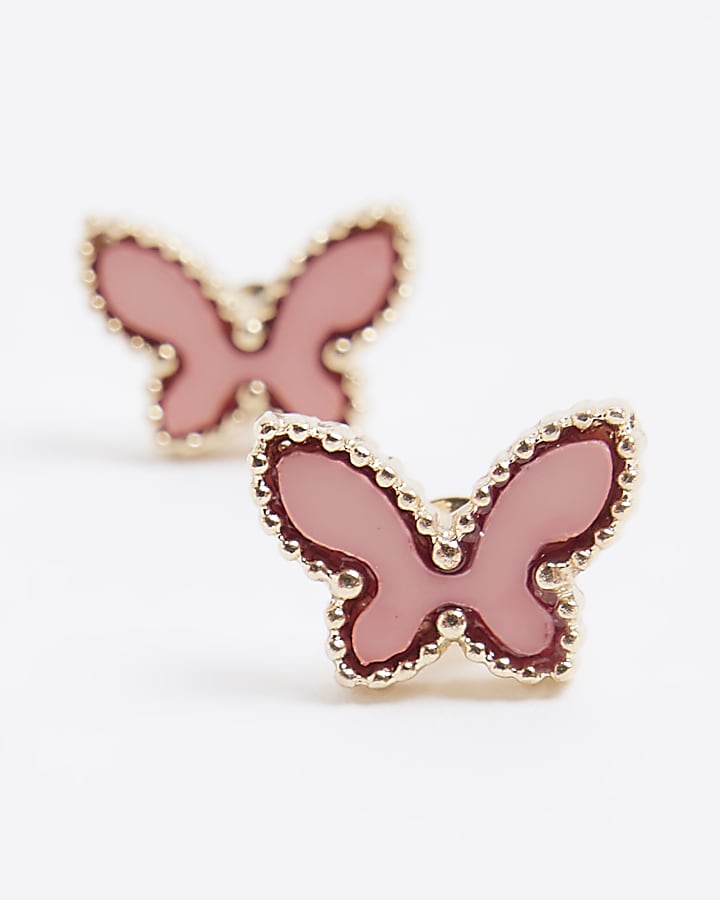 Pink Butterfly Stud Earrings