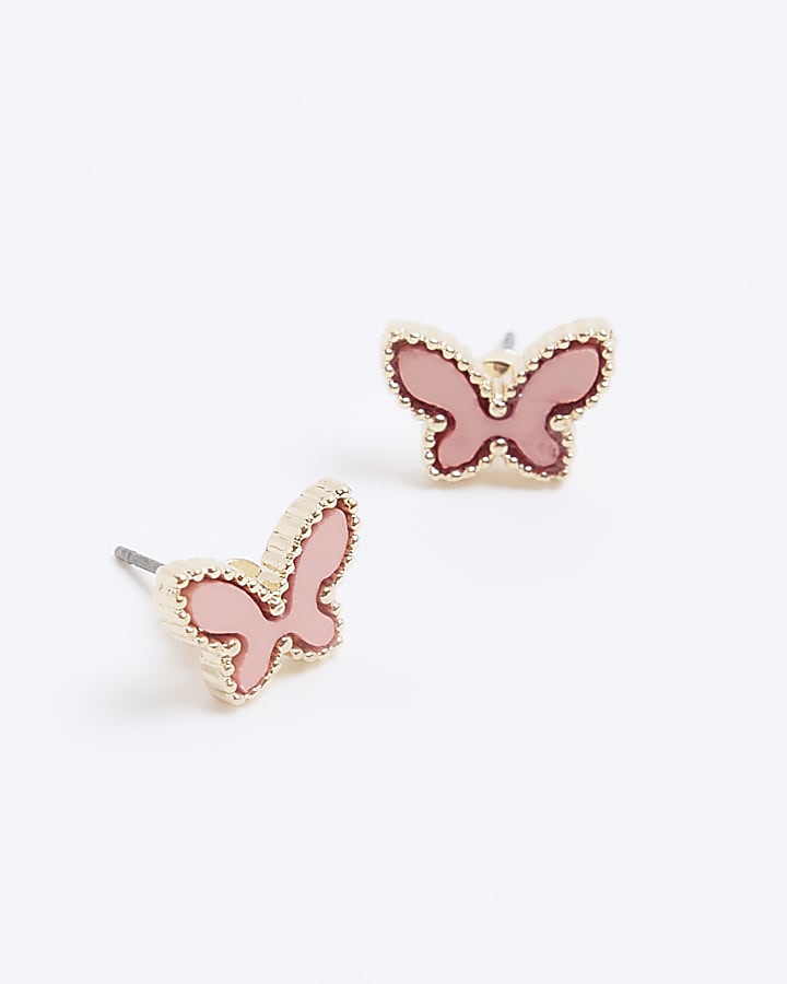 Pink Butterfly Stud Earrings