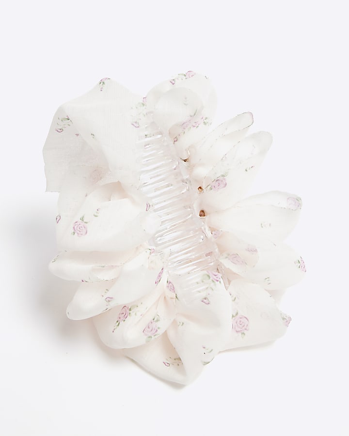 Girls Cream Floral Claw Clip