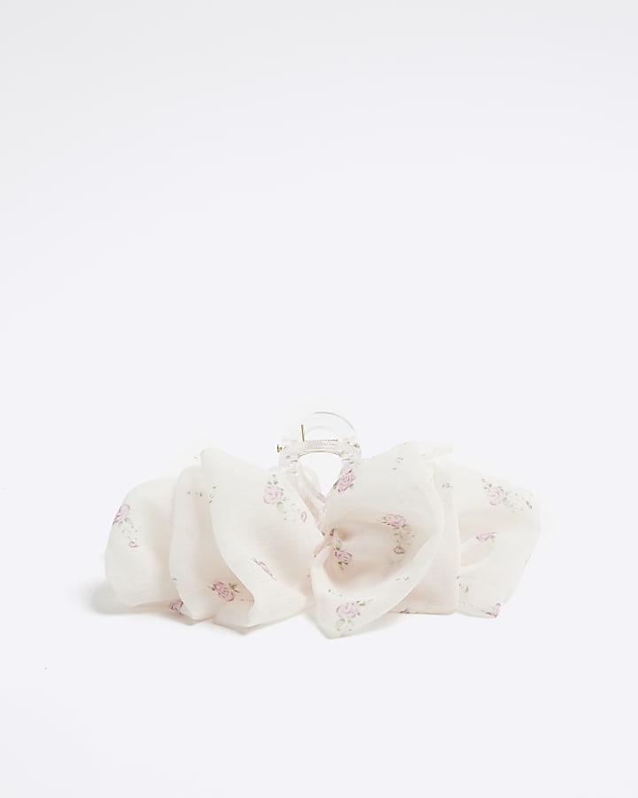 Girls Cream Floral Claw Clip