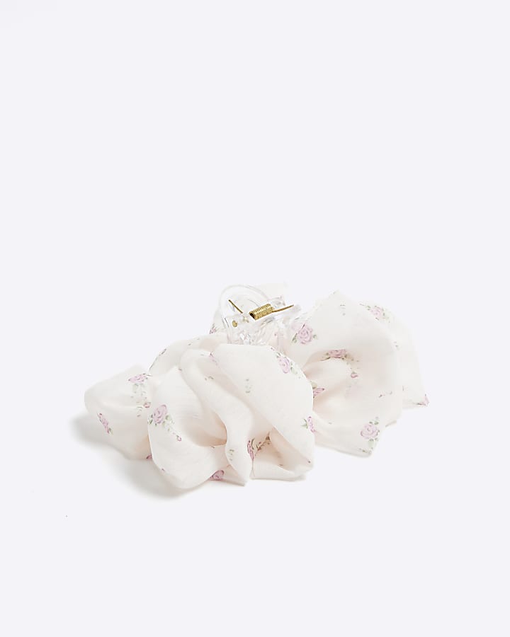 Girls Cream Floral Claw Clip