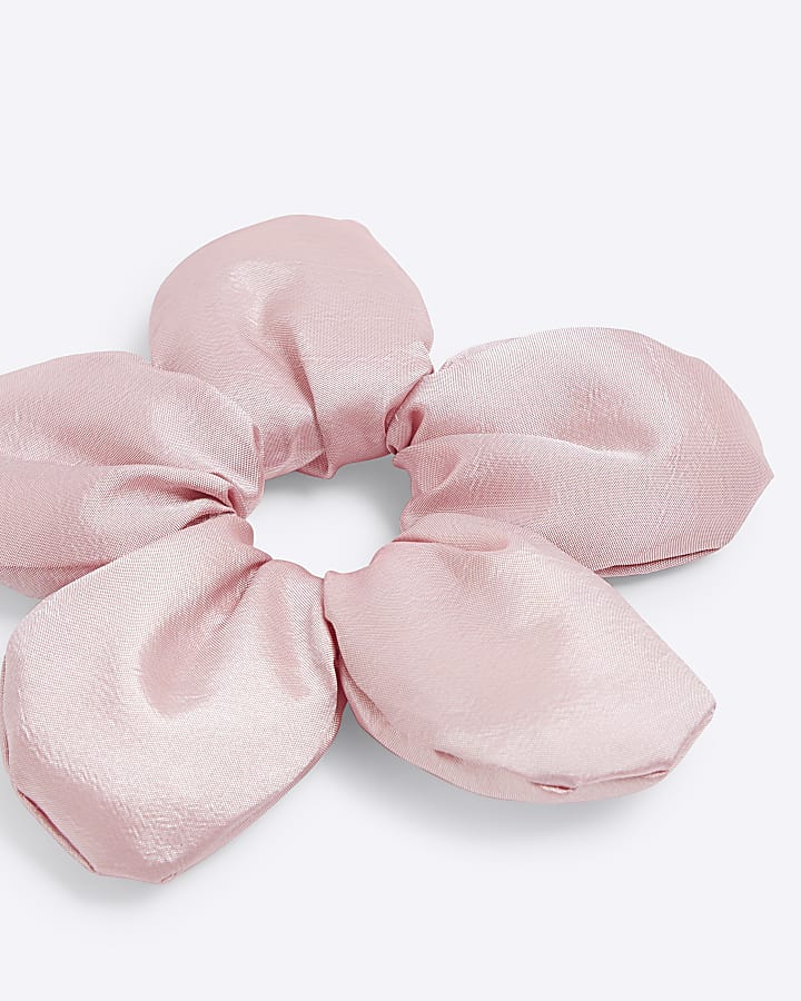 Girls Pink Flower Scrunchie