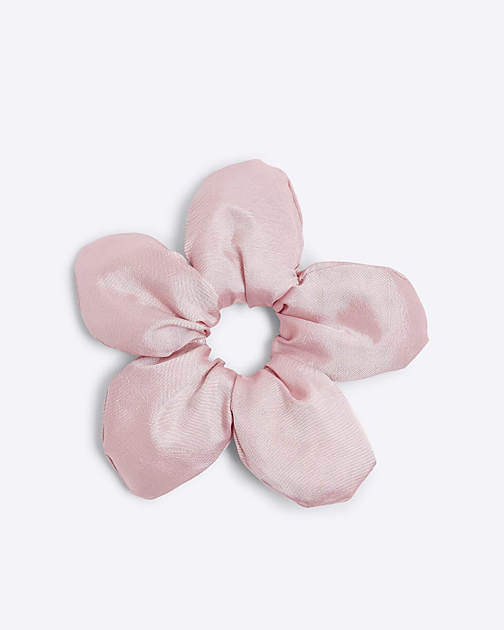 Girls Pink Flower Scrunchie