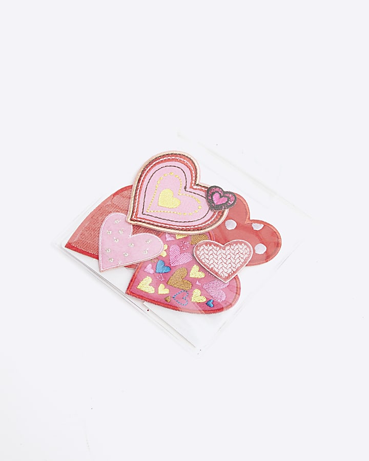 Girls Pink Heart Badges Set