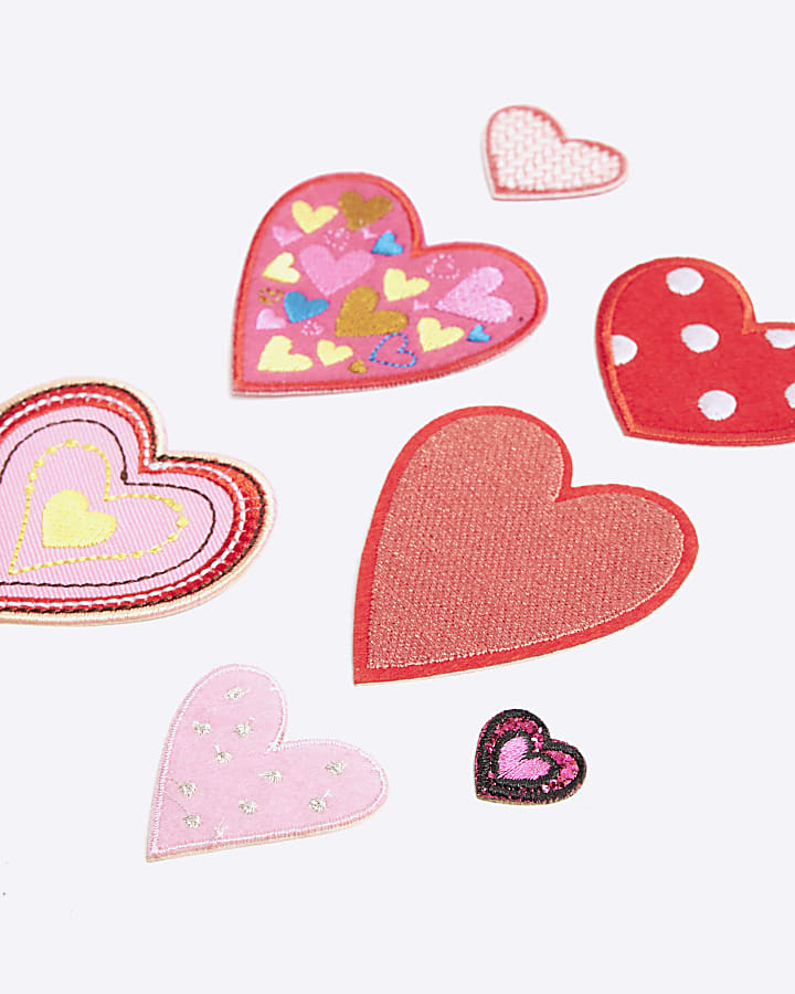 Girls Pink Heart Badges Set