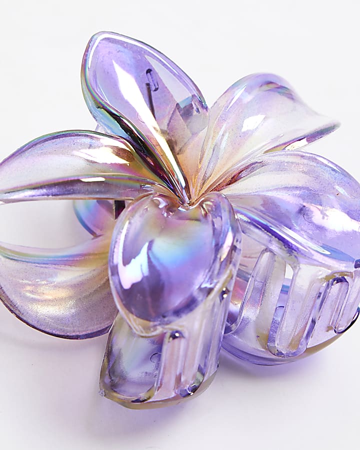 Girls Purple Flower Hair Claw Clip