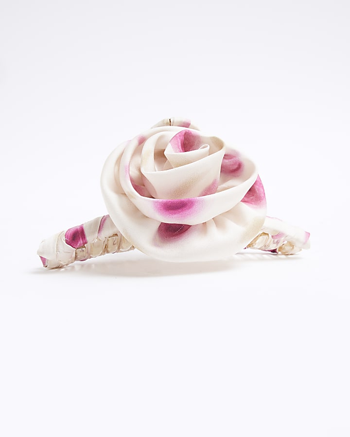 Pink Floral Hair Claw Clip