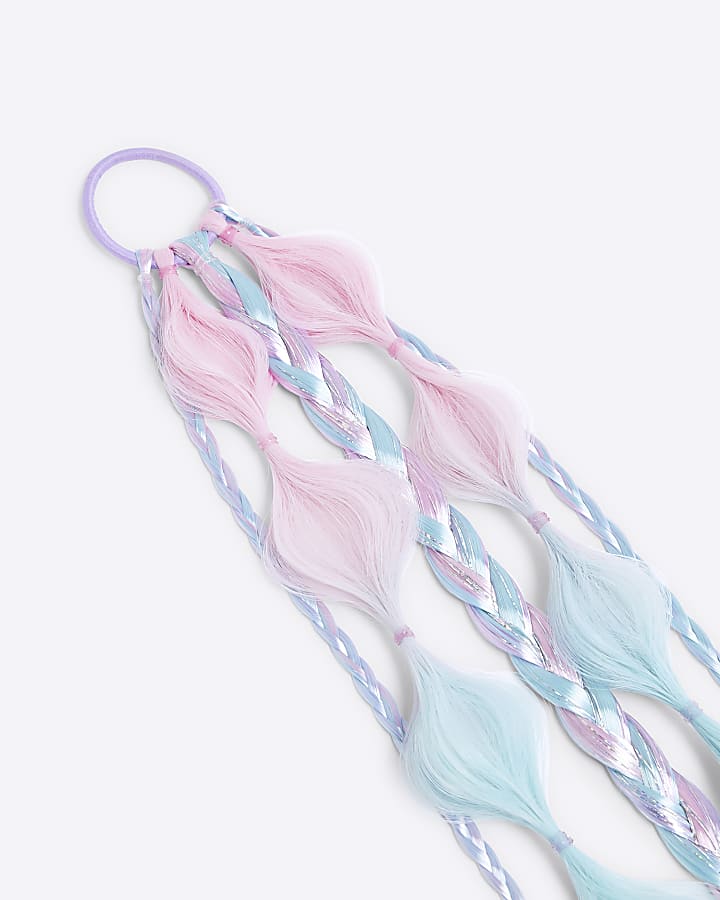 Girls Pink Faux Hair Plaited Hair Band