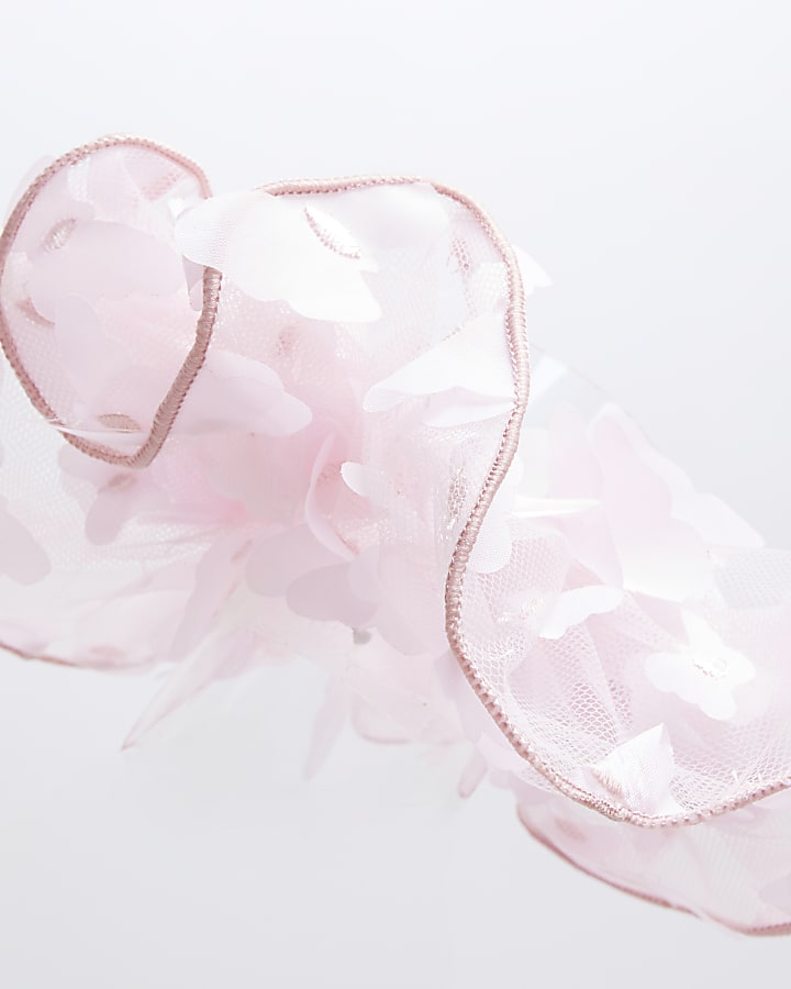 Pink Mesh Butterfly Scrunchie