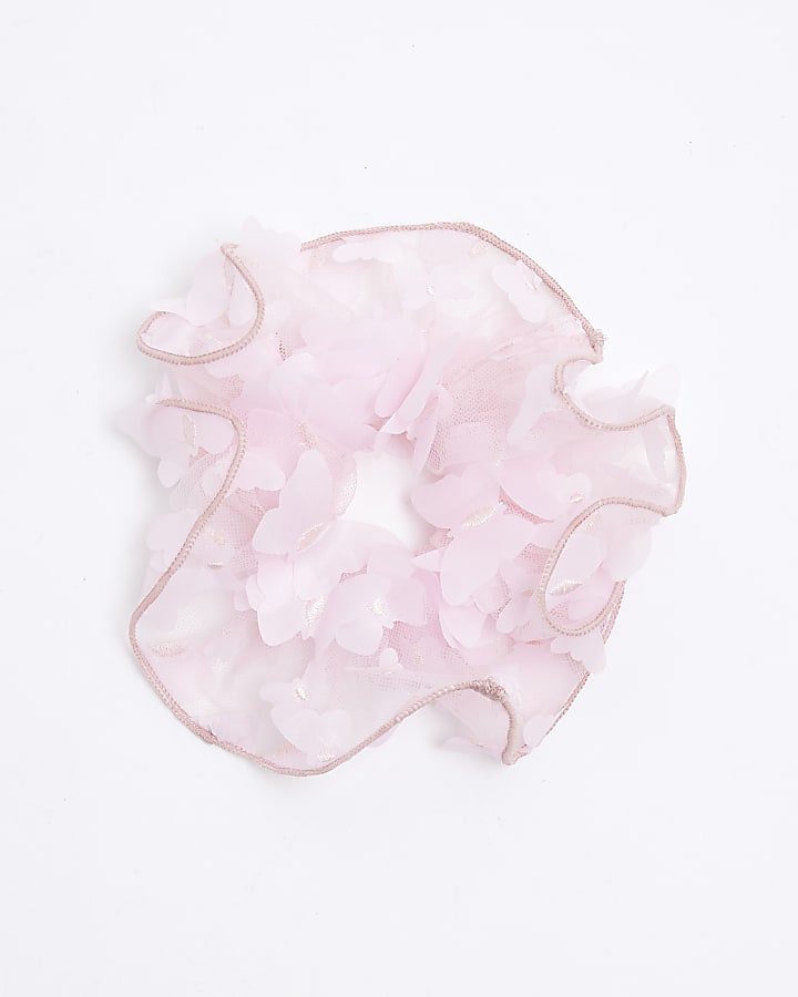 Pink Mesh Butterfly Scrunchie