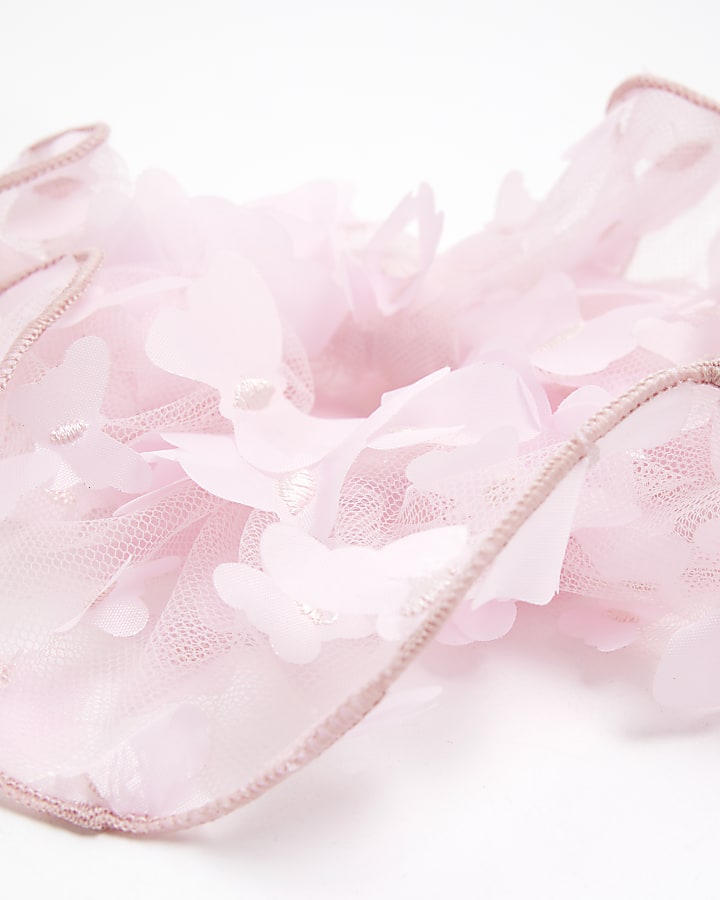 Pink Mesh Butterfly Scrunchie