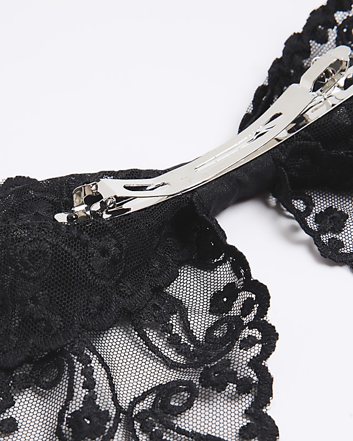 Black Lace Bow Hair Clip