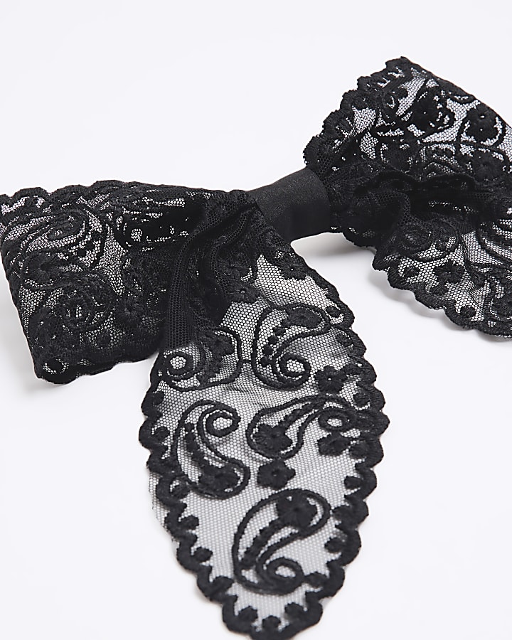 Black Lace Bow Hair Clip