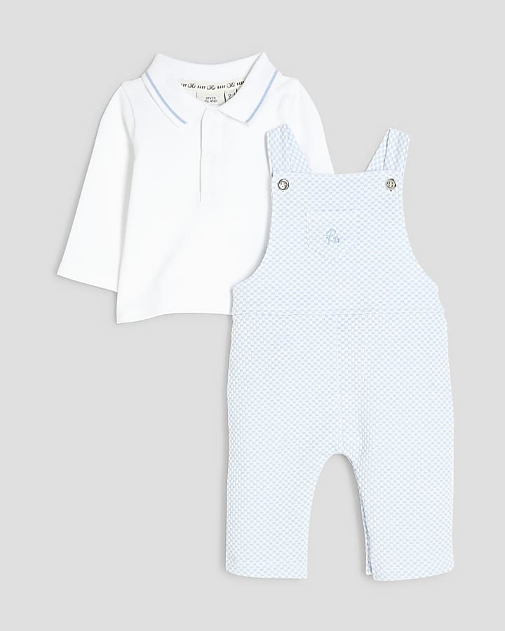 Baby Boys Blue Smart Dungaree Set