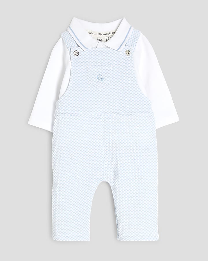 Baby Boys Blue Smart Dungaree Set