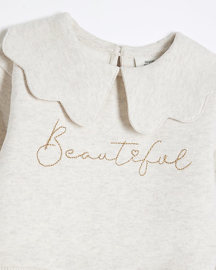 Baby Girls Cream Beautiful Sweatshirt Set