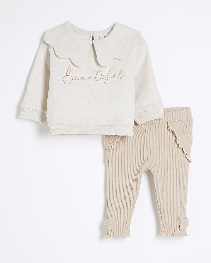 Baby Girls Cream Beautiful Sweatshirt Set