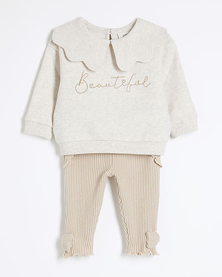 Baby Girls Cream Beautiful Sweatshirt Set