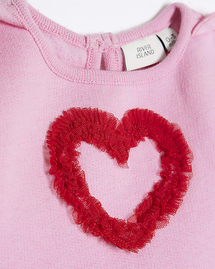 Baby Girls Pink Ruffle Trim Sweatshirt Set