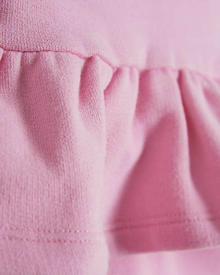 Baby Girls Pink Ruffle Trim Sweatshirt Set