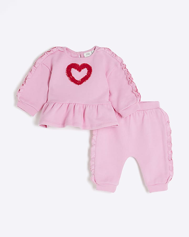 Pink ruffle sweatshirt on sale