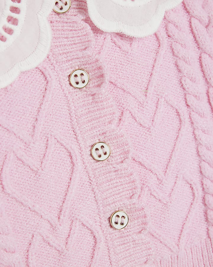 Baby Girls Pink Knitted Cardigan Bloomer Set