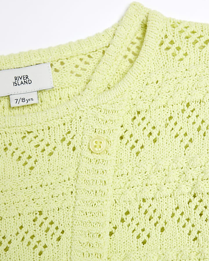 Girls Lime Asymmetric Textured Jumper