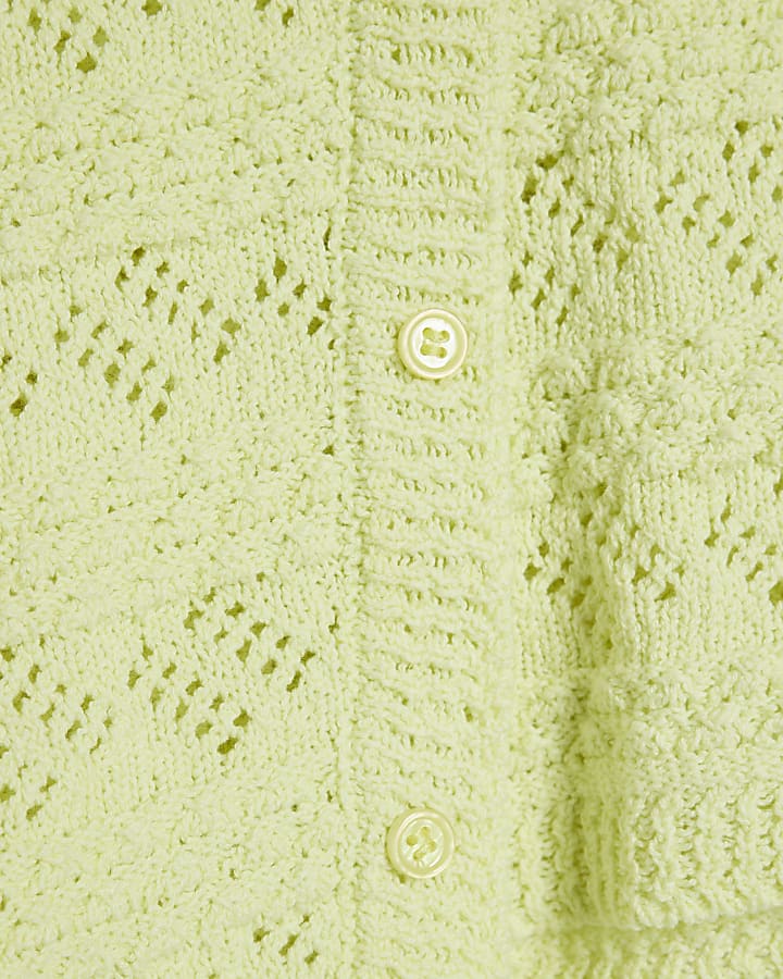 Girls Lime Asymmetric Textured Jumper