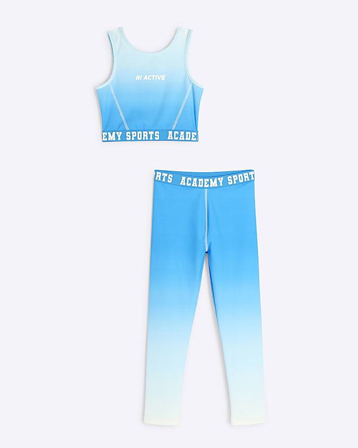 Girls Blue RI Active Top And Leggings Set