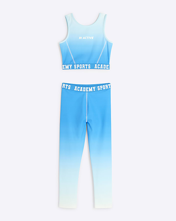 Girls Blue RI Active Top And Leggings Set