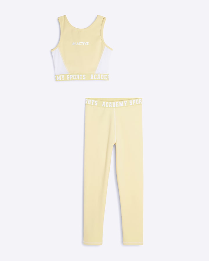 Girls Yellow RI Active Top And Leggings Set