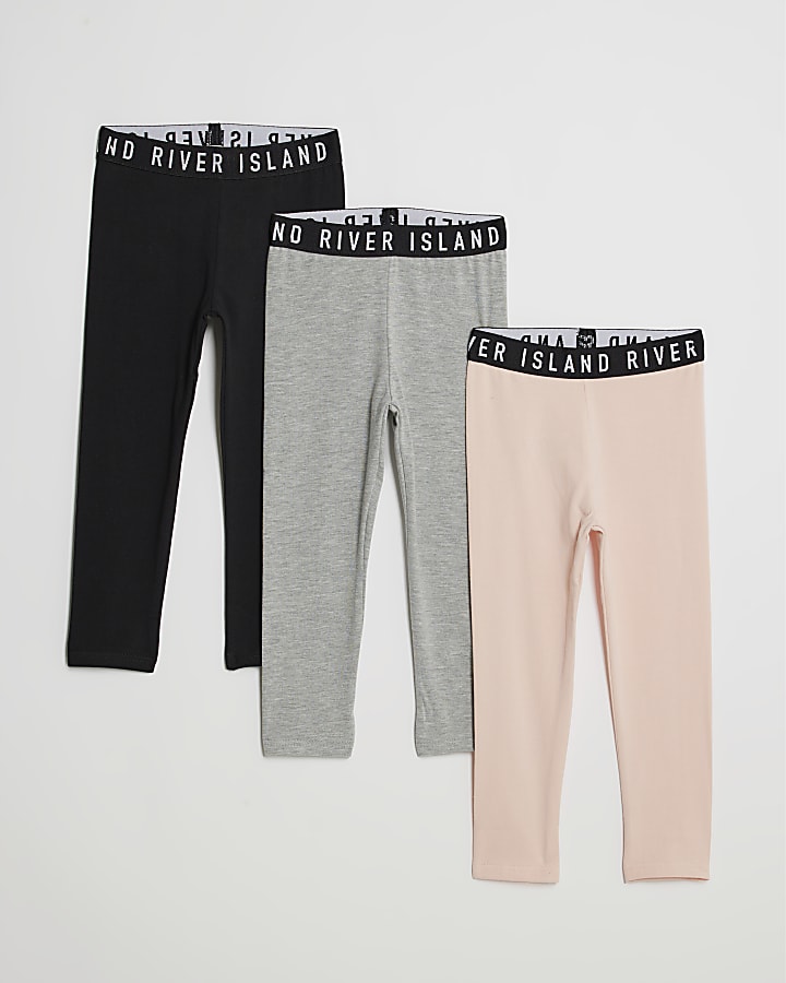Mini Girls Pink Pack Of 3 RI Leggings