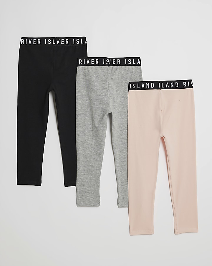 Mini Girls Pink Pack Of 3 RI Leggings
