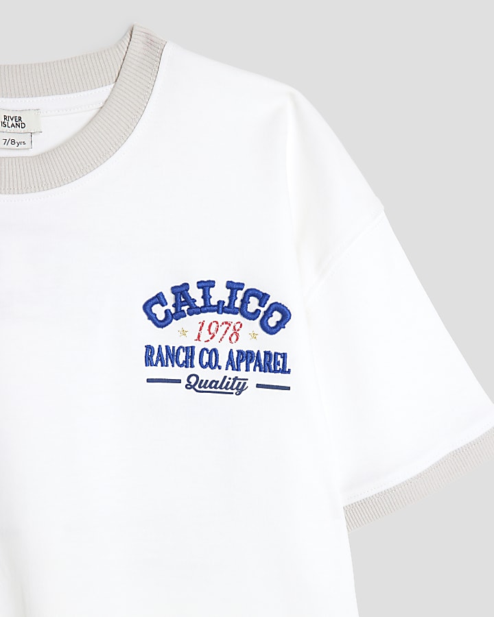 Boys White Calico T-Shirt